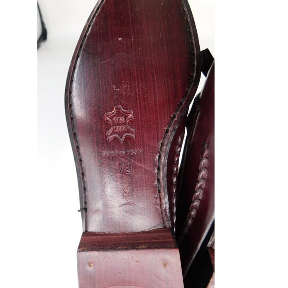Bruno Martini Mens Burgundy Leather Tassel Kiltie Loafers Made in Italy Size 7.5